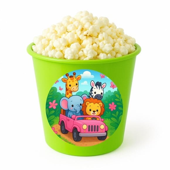 Balde de Pipoca Personalizado Infantil Safari Rosa
