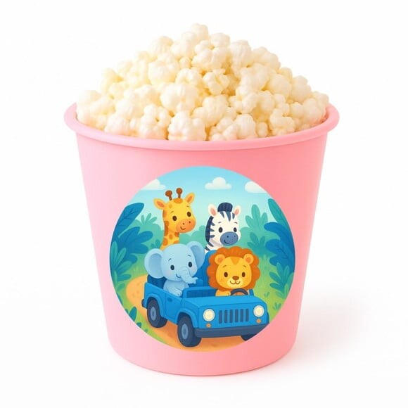 Balde de Pipoca Personalizado Infantil Safari Azul