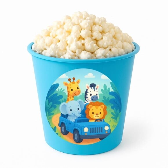 Balde de Pipoca Personalizado Infantil Safari Azul