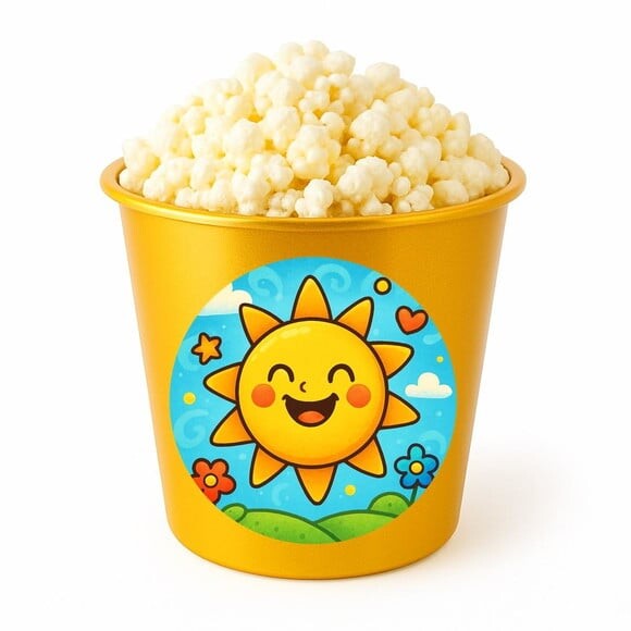 Balde de Pipoca Personalizado Infantil Sol Sorridente