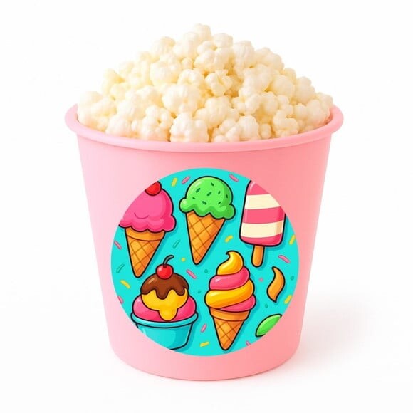 Balde de Pipoca Personalizado Infantil Sorvetes