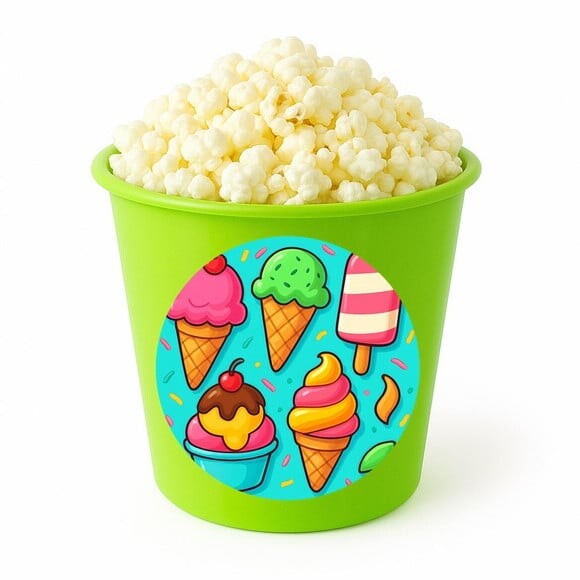 Balde de Pipoca Personalizado Infantil Sorvetes