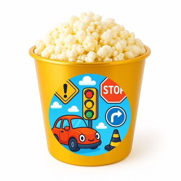 Balde de Pipoca Personalizado Infantil Trânsito