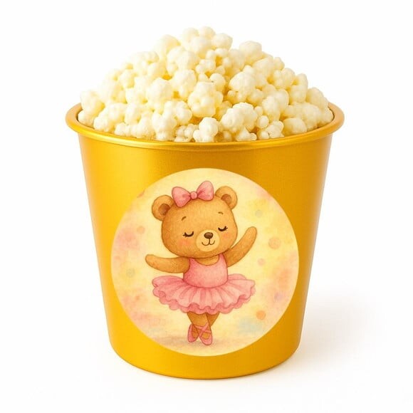 Balde de Pipoca Personalizado Infantil Ursinha Bailarina