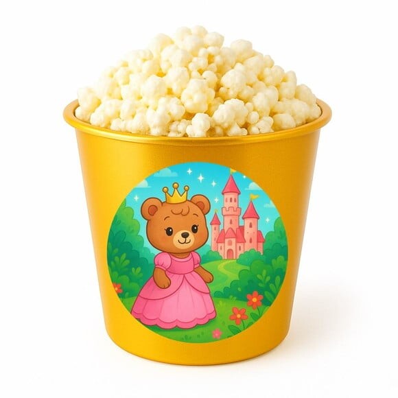 Balde de Pipoca Personalizado Infantil Ursinha Princesa