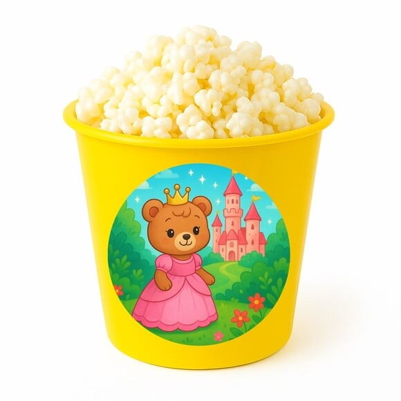 Balde de Pipoca Personalizado Infantil Ursinha Princesa