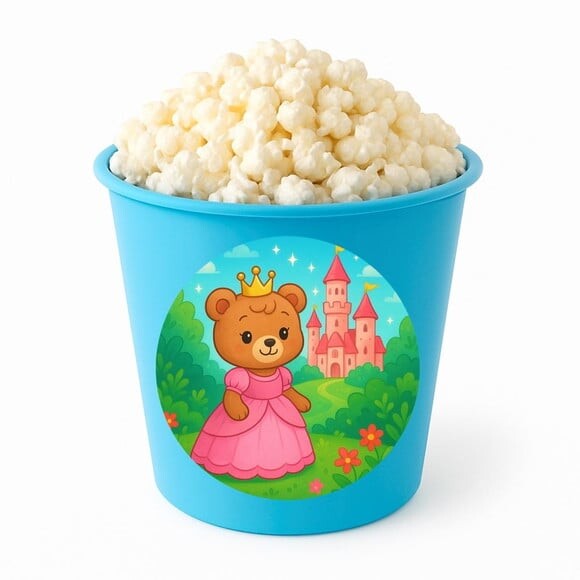 Balde de Pipoca Personalizado Infantil Ursinha Princesa