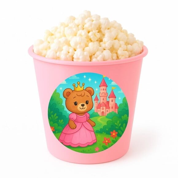 Balde de Pipoca Personalizado Infantil Ursinha Princesa