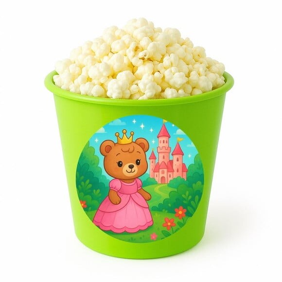 Balde de Pipoca Personalizado Infantil Ursinha Princesa