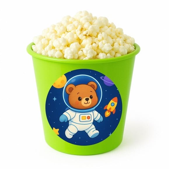 Balde de Pipoca Personalizado Infantil Ursinho Astronauta