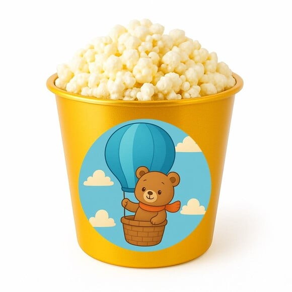 Balde de Pipoca Personalizado Infantil Ursinho Baloeiro