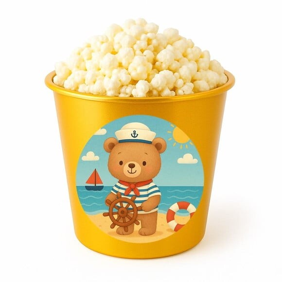 Balde de Pipoca Personalizado Infantil Ursinho Marinheiro