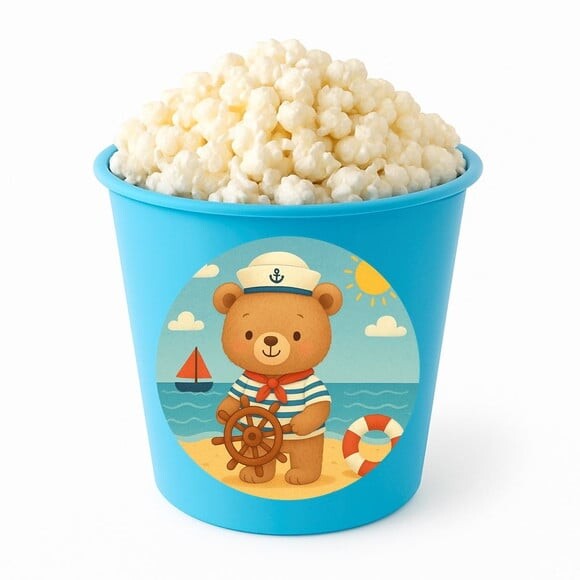 Balde de Pipoca Personalizado Infantil Ursinho Marinheiro