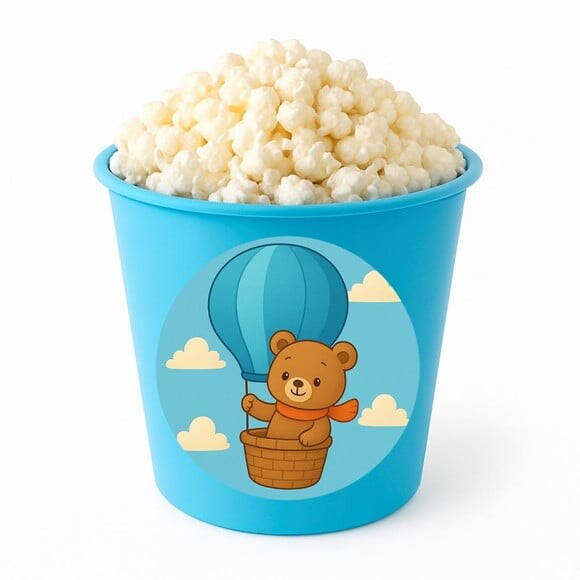 Balde de Pipoca Personalizado Infantil Ursinho Baloeiro