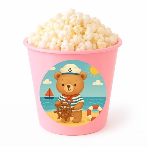 Balde de Pipoca Personalizado Infantil Ursinho Marinheiro