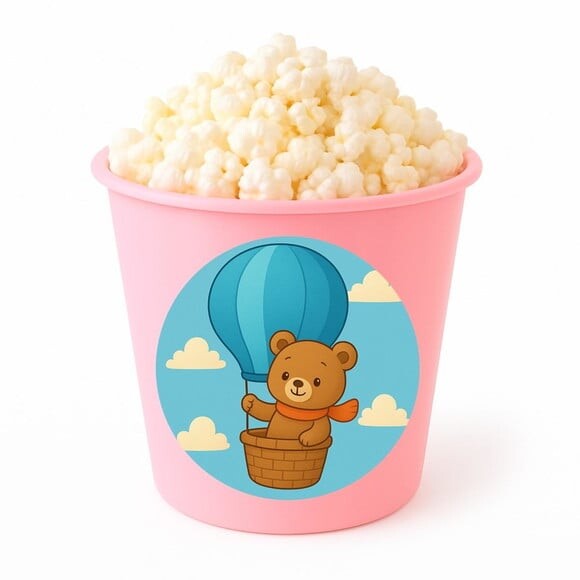 Balde de Pipoca Personalizado Infantil Ursinho Baloeiro