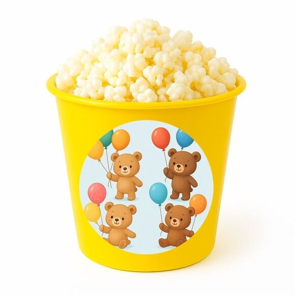 Balde de Pipoca Personalizado Infantil Ursinhos com Balões