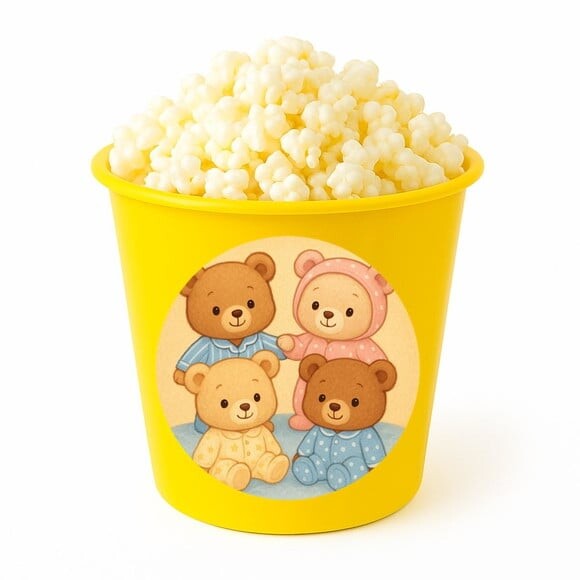 Balde de Pipoca Personalizado Infantil Ursinhos de Pijama