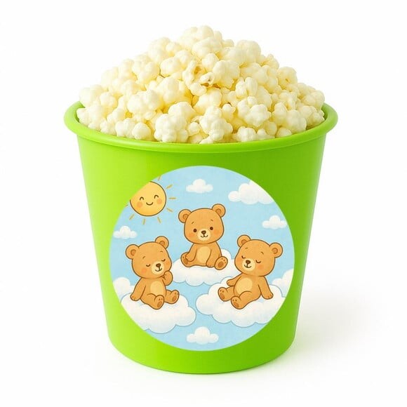 Balde de Pipoca Personalizado Infantil Ursinhos na Nuvem