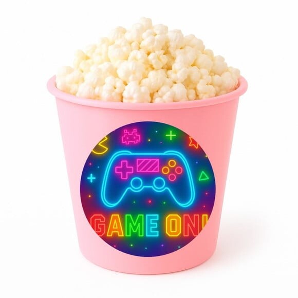 Balde de Pipoca Personalizado Infantil Video Game Neon