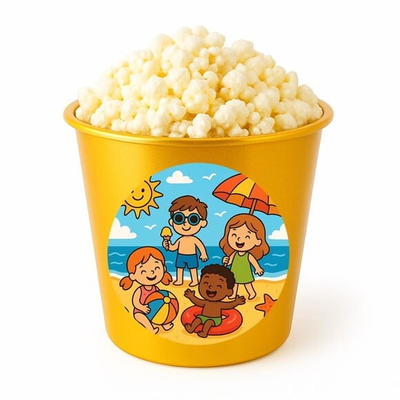 Balde de Pipoca Personalizado Infantil Verão Divertido