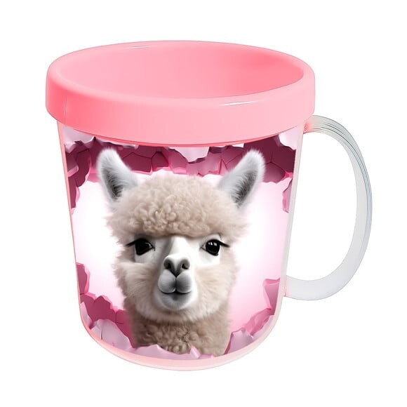 Caneca Acrílica Animais Fofos Fazenda Alpaca Charmosa