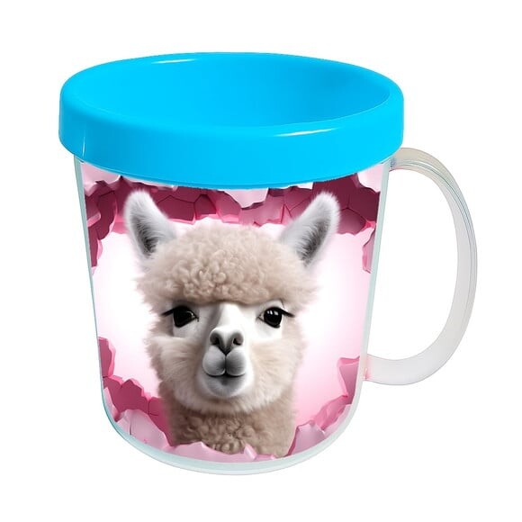 Caneca Acrílica Animais Fofos Fazenda Alpaca Charmosa