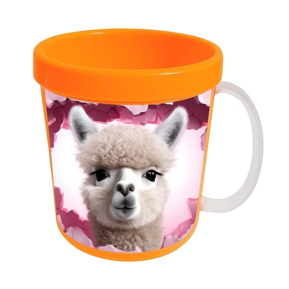 Caneca Acrílica Animais Fofos Fazenda Alpaca Charmosa