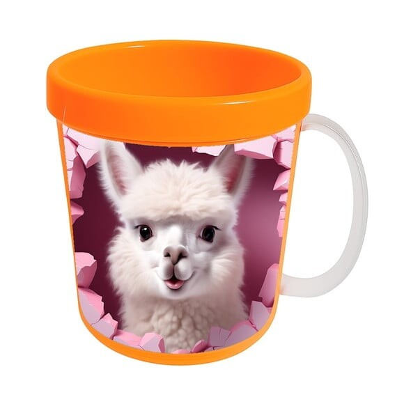 Caneca Acrílica Animais Fofos Fazenda Alpaca Fofa