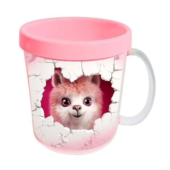 Caneca Acrílica Animais Fofos Fazenda Alpaca Romântica