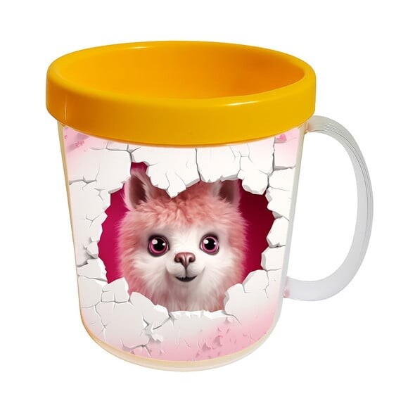 Caneca Acrílica Animais Fofos Fazenda Alpaca Romântica