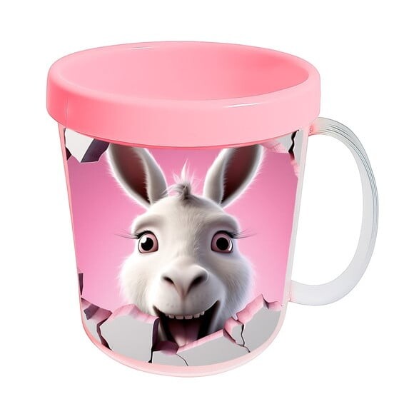 Caneca Acrílica Animais Fofos Fazenda Burro Charmoso