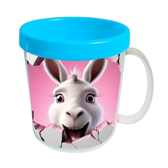Caneca Acrílica Animais Fofos Fazenda Burro Charmoso