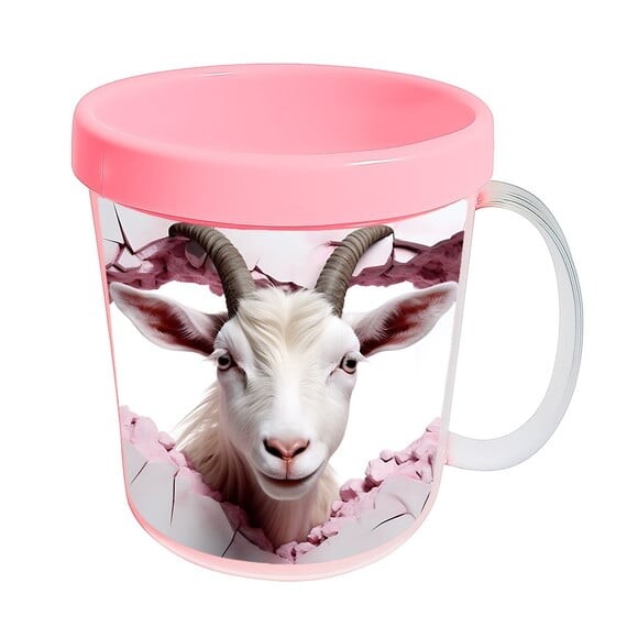 Caneca Acrílica Animais Fofos Fazenda Cabra Romântica