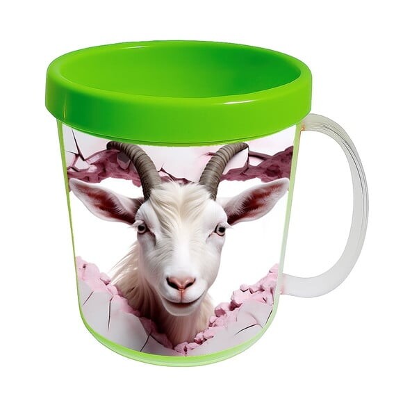 Caneca Acrílica Animais Fofos Fazenda Cabra Romântica