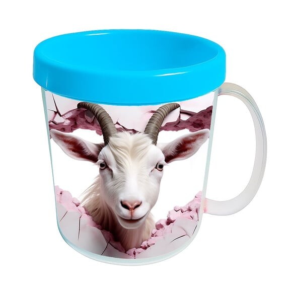Caneca Acrílica Animais Fofos Fazenda Cabra Romântica