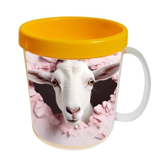 Caneca Acrílica Animais Fofos Fazenda Cabra Charmosa