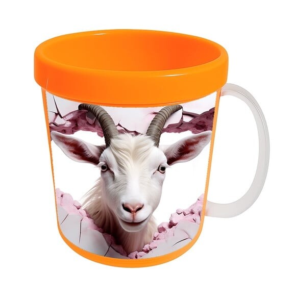 Caneca Acrílica Animais Fofos Fazenda Cabra Romântica