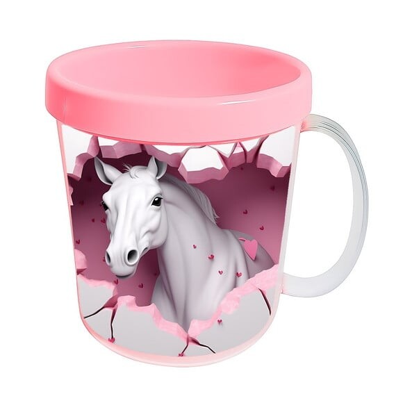 Caneca Acrílica Animais Fofos Fazenda Cavalo Charmoso