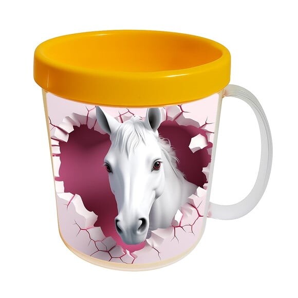 Caneca Acrílica Animais Fofos Fazenda Cavalo Apaixonado
