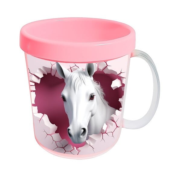 Caneca Acrílica Animais Fofos Fazenda Cavalo Apaixonado