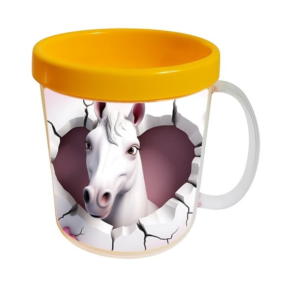 Caneca Acrílica Animais Fofos Fazenda Cavalo Amoroso