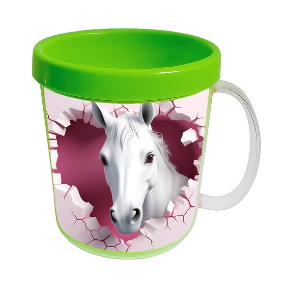 Caneca Acrílica Animais Fofos Fazenda Cavalo Apaixonado