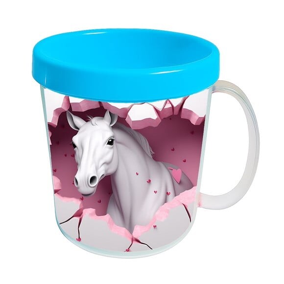 Caneca Acrílica Animais Fofos Fazenda Cavalo Charmoso