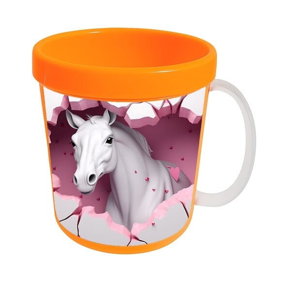 Caneca Acrílica Animais Fofos Fazenda Cavalo Charmoso