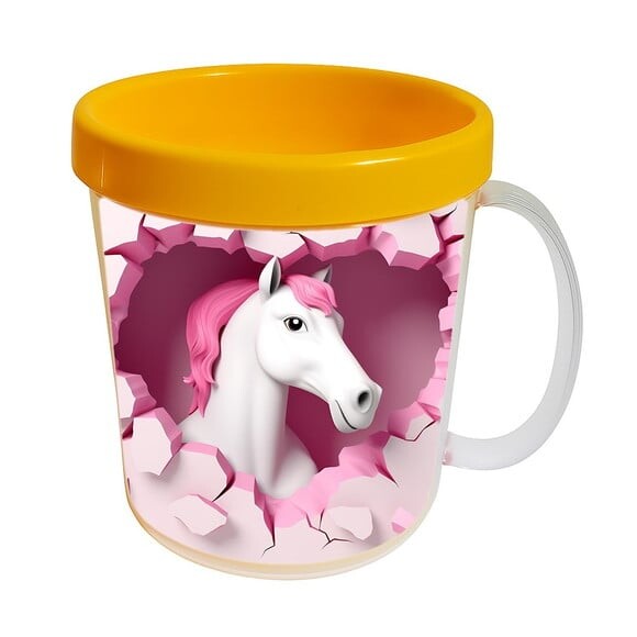 Caneca Acrílica Animais Fofos Fazenda Cavalo Encantador