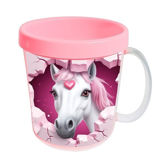 Caneca Acrílica Animais Fofos Fazenda Cavalo Fofo