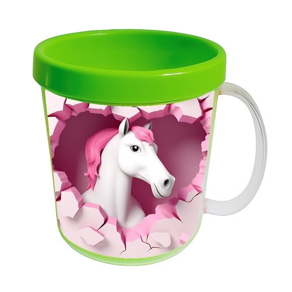 Caneca Acrílica Animais Fofos Fazenda Cavalo Encantador