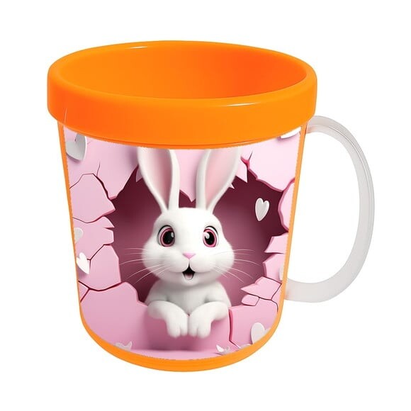 Caneca Acrílica Animais Fofos Fazenda Coelho Apaixonado
