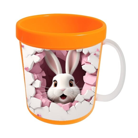 Caneca Acrílica Animais Fofos Fazenda Coelho Romântico